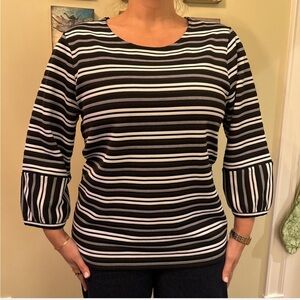 Calvin Klein Black and White Striped Shirt - Size XL - Like New Condition